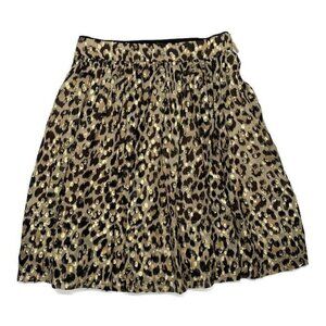Kate Spade Leopard Print Metallic Dot Mini Skirt 00 XXS Tan Flare Party